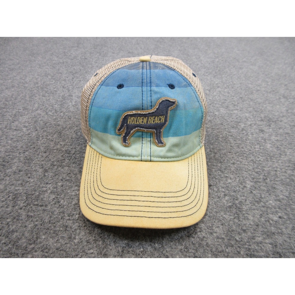 Holden Beach Hat Cap Snap Back One Size Blue Mesh Trucker Dog Mens